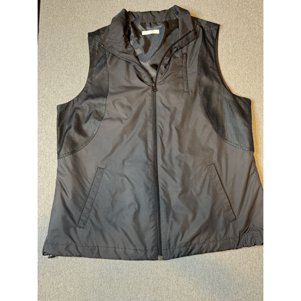 Liz Golf  Women's Black Windbreaker Vest Size Large Full Zip Golf Performance